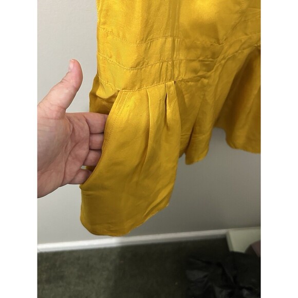 Rag & Bone Old Gold 100 % Silk Dune Romper sz 2 Spaghetti Straps Satin Pockets - Picture 8 of 12
